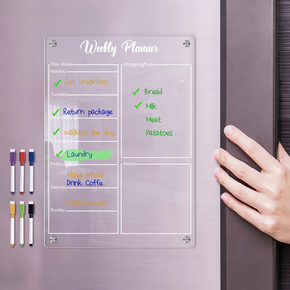 Magnetic Fridge Calendar – Reusable Dry Erase with 6 Pens