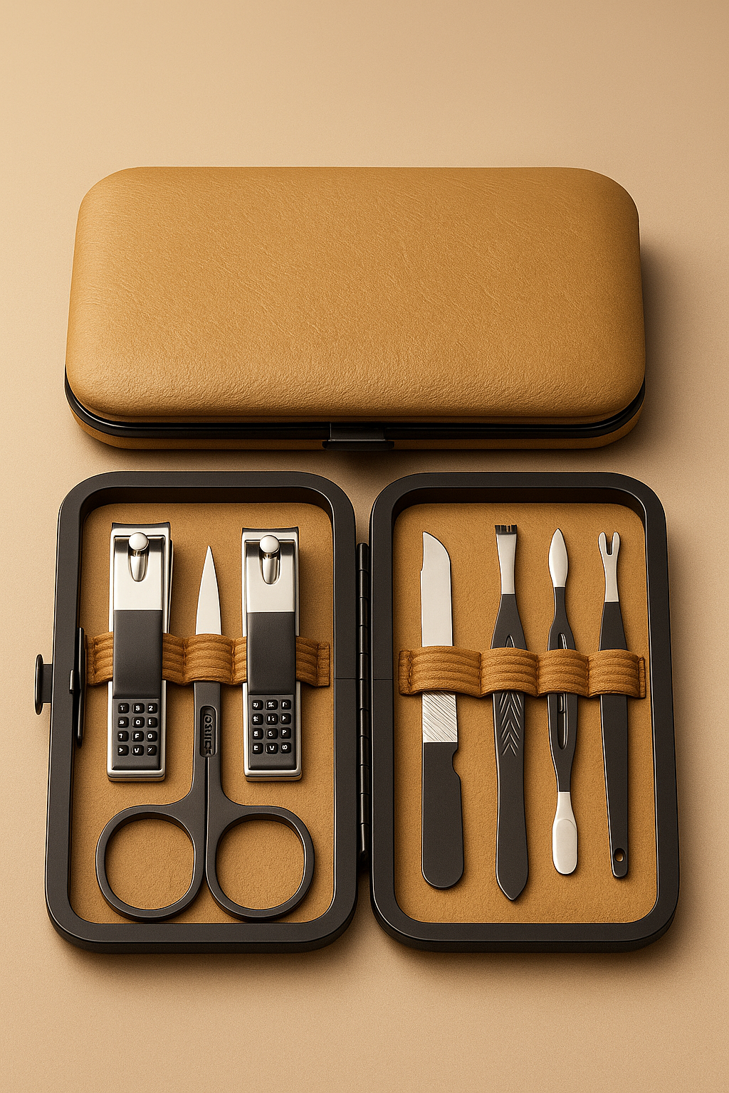 7/16/18Pcs Manicure Set Stainless Steel Professional Pedicure Kit Nail Grooming Kit Clippers Kit with Black PU Leather Case