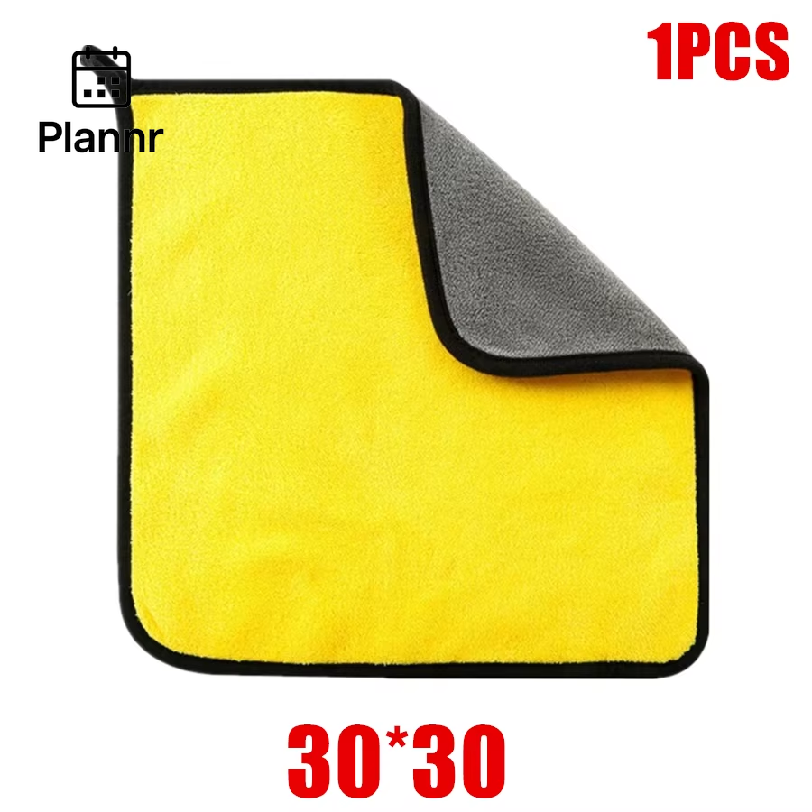 1/2/6Pcs Microfiber Cleaning Towel Thicken Soft Drying Cloth Car Body Washing Towels Double Layer Clean Rags Car Accessories