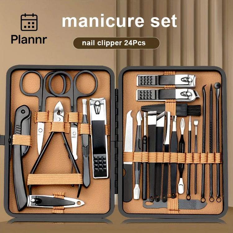 7/16/18Pcs Manicure Set Stainless Steel Professional Pedicure Kit Nail Grooming Kit Clippers Kit with Black PU Leather Case