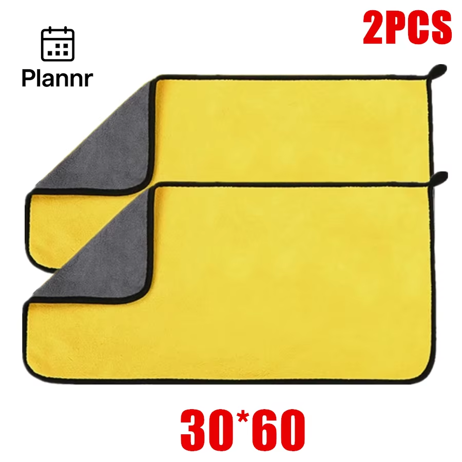 1/2/6Pcs Microfiber Cleaning Towel Thicken Soft Drying Cloth Car Body Washing Towels Double Layer Clean Rags Car Accessories