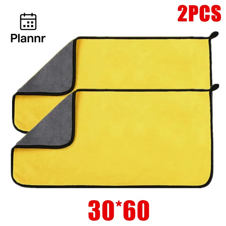 1/2/6Pcs Microfiber Cleaning Towel Thicken Soft Drying Cloth Car Body Washing Towels Double Layer Clean Rags Car Accessories